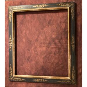 17th Century Style Blackened And Gilded Wooden Frame. 20th Century.