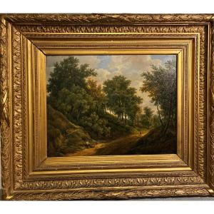 Lively Forest Path. Signed And Dated, Henri Van Assche 1831.