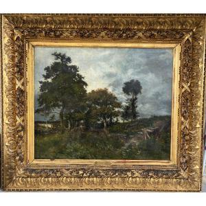 19th Century Landscape. Oil On Canvas. Barbizon School.