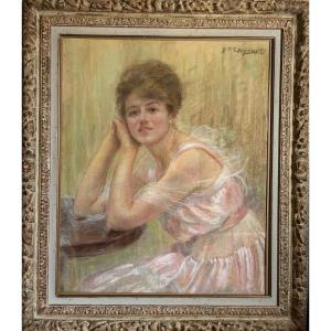 Large And Elegant Pastel. Signed De Mazières 1918.