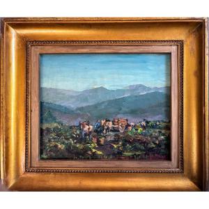 Harvest Scene . Tilleux Josef ( Jos ) . 1896-1978. Belgian School.