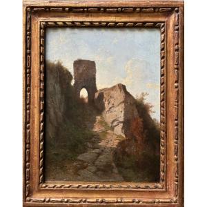 Passage Under The Tower. Castan Gustave. (1823-1892).