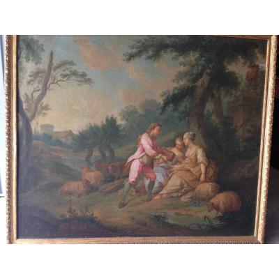 Great 18th Century Canvas, Country Scene.
