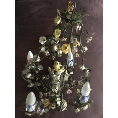 Small Chandelier Early Twentieth Century, And A Wall Lamp.