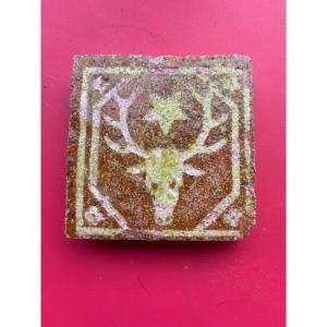 Terracotta Tile, Coat Of Arms Of Pierre De Nivelle, Abbot Of Cîteaux, Standing Period, 17th Century 