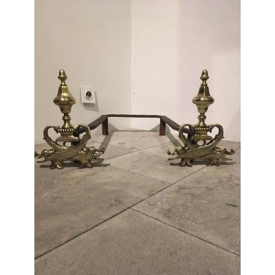 Chenets Model Dolphins Epoque 19th