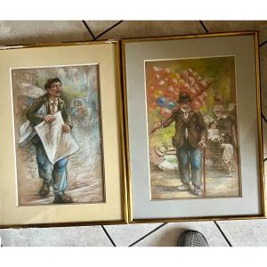 2 Pastels Signed And Dated 1923