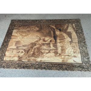 Important Painted Or Printed Tapestry (?) Signed Dated Art Nouveau Symbolist 