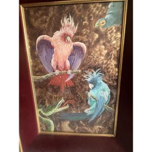 Mixed Technique Cockatoo Snake 1949 Pierre Raffy (1919-1986)