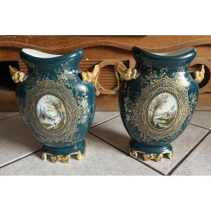2 Rare Hache Vierzon Porcelain Vases ?