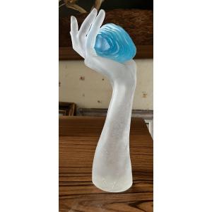 Rare Surrealist Sculpture In Pâte De Cristal By Milvia Maglione And Daum