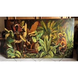 Important Lacquer / Mixed Media Africanist Work By Raymond Delamarre 