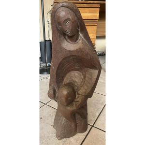 Cubic Wood Sculpture, 1930s, Art Deco, Monogram