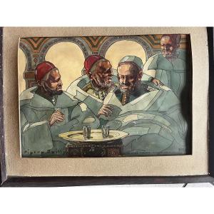 Pierre Jaillet (1893-1957), Lyon School, "orientalist Scene, Morocco 1940"