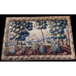 Aubusson Tapestry Greenery Marine Scene 