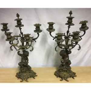 Pair Of Bronze Candlesticks