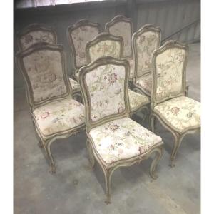 8 Louis XV Style Lacquered Chairs