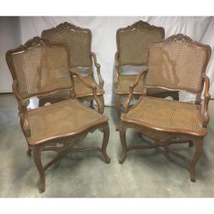 4 Louis XV Style Canelé Armchairs