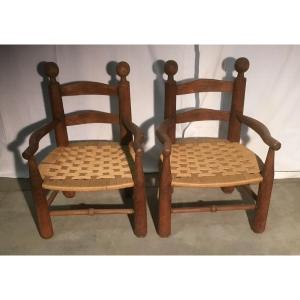 Pair Of Brutalist Rope Armchairs