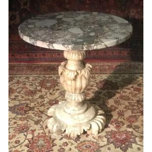 Alabaster Pedestal Table