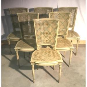 6 Lacquered And Caned Chairs