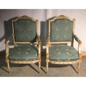 Pair Of Gold Lacquered Armchairs