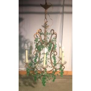 Large Chandelier With Crystal Drops, 1970