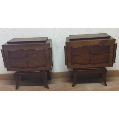 Pair Of Art Deco Bedside Tables