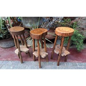 Three Brutalist Bar Stools