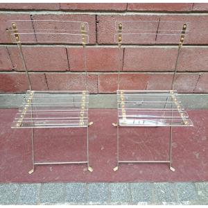 Pair Of Plexiglass Folding Chairs 