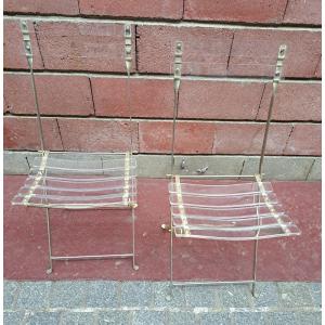 Pair Of Plexiglass Folding Chairs