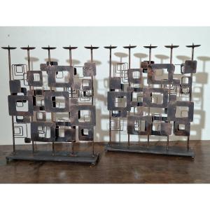 Pair Of Modernist Candle Holders 
