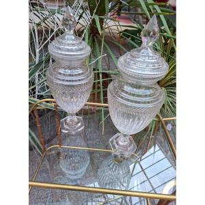 Pair Of Saint Louis Crystal Covered Vases 