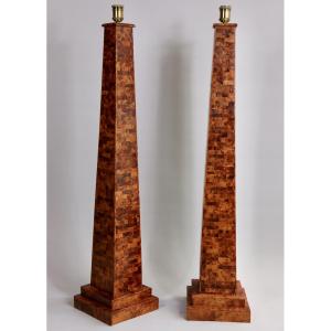 Pair Of Large Lamps Shaped Like Obelisks