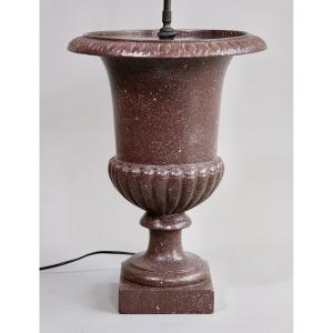 Medici Urn In Faux Porphyry, Mounted As A Lamp