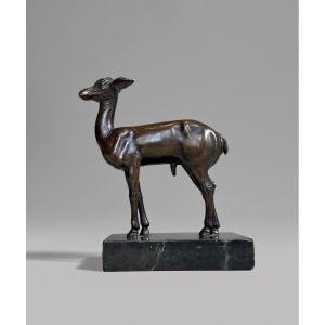 Fawn In Bronze, After The Antique From Villa Dei Papiri In Herculaneum