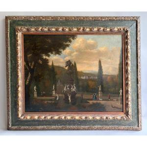 Circle By Jan Blom (1622-1685), Landscape And Park Around A Fountain