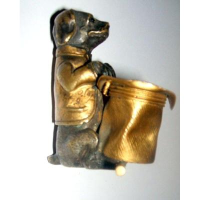 Dog Hat: Gilt Bronze And Brown Patina