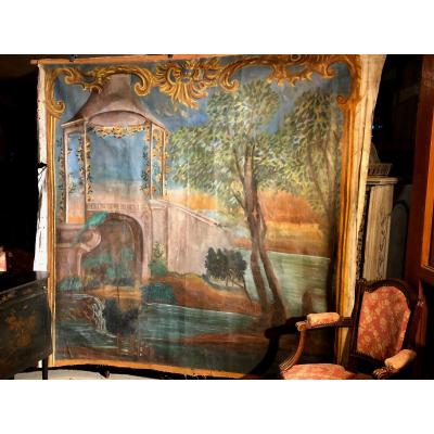 Series Of 6 Painted Canvases Of XVIIIth Woodwork