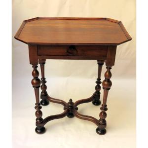 Walnut Table, Paneled Top - Valais - Late 18th Century.