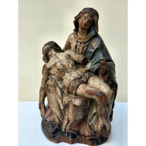 Polychrome Carved Wooden Pietà, Late 17th Century