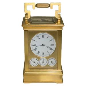 A Rare Drocourt No. 14993: Carriage Clock And Calendar Gold Bronze