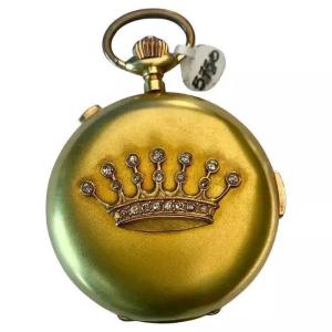 Large Invicta Diamond Crown 14k Gold Minute Repeater Chronograph Pocket Watch