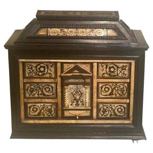 An Antique Ebony And Ivory Table Cabinet, Late 17th Century North Italian