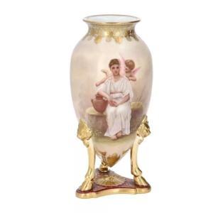 19c Vienna Porcelain Urn Vase Hand Painted