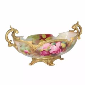 A Hadley Worcester Boat Shape Bowl With Twin Handles Signed By J. Southhall Mint