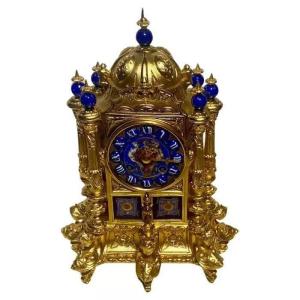 A Napoleon III Gilt Bronze & Enamel French Mantel Clock Circa 1870