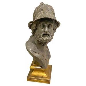 Bronze Bust Of Menelaus King Of Sparta Grand Tour, Circa 19th Century