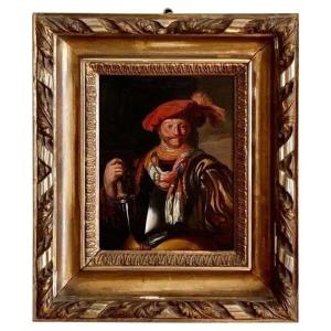 Dutch School Old Master Painting A Half Length Portrait Of A Cavalier