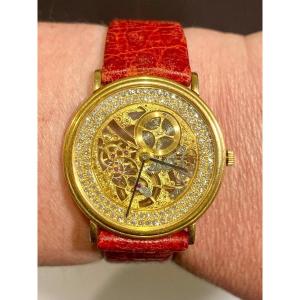 Fine Vintage Audemars Piguet 'skeletonized' 18k Gold & Diamond Wristwatch